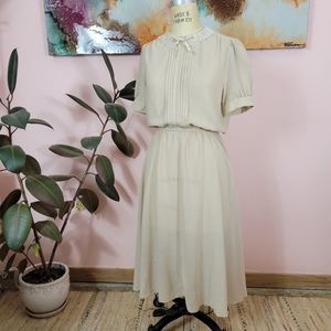 S| Beige Cottage Core Dress